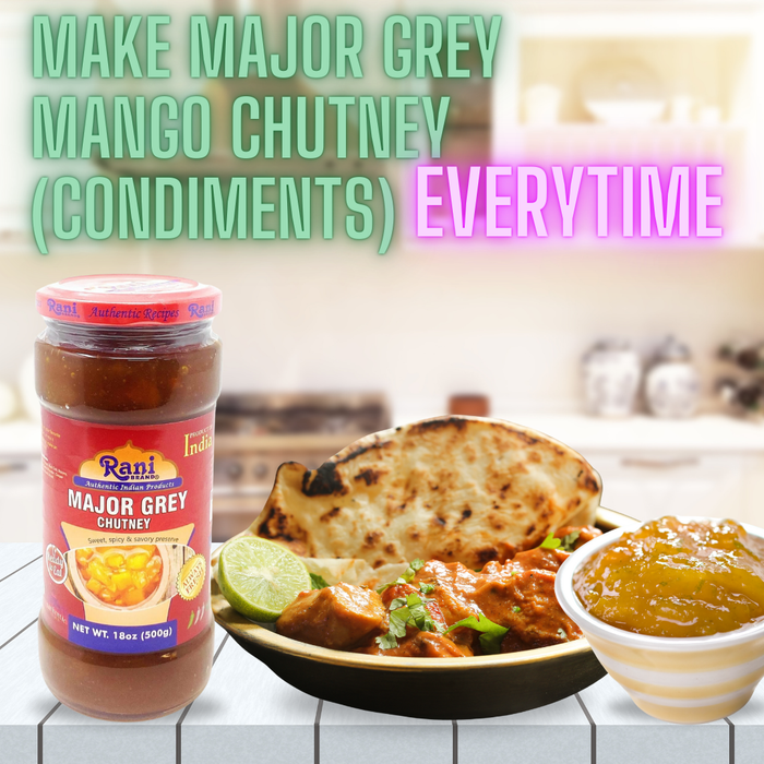 Rani Major Grey Mango Chutney (Indian Preserve) 17.6oz (1.1lbs) 500g Glass Jar, Ready to eat, Vegan ~ Gluten Free, All Natural, NON-GMO