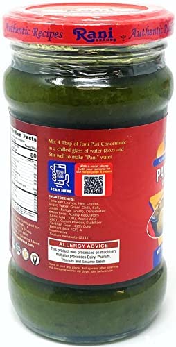 Rani Pani Puri Coins (Uncooked, Microwaveable wheat and Semolina Coins) 7oz (200g) with Pani Puri Concentrate (Sweet & Spicy to make Pani Water / Spicy Water) 10.5oz (300g) ~ All Natural | Vegan | NON-GMO
