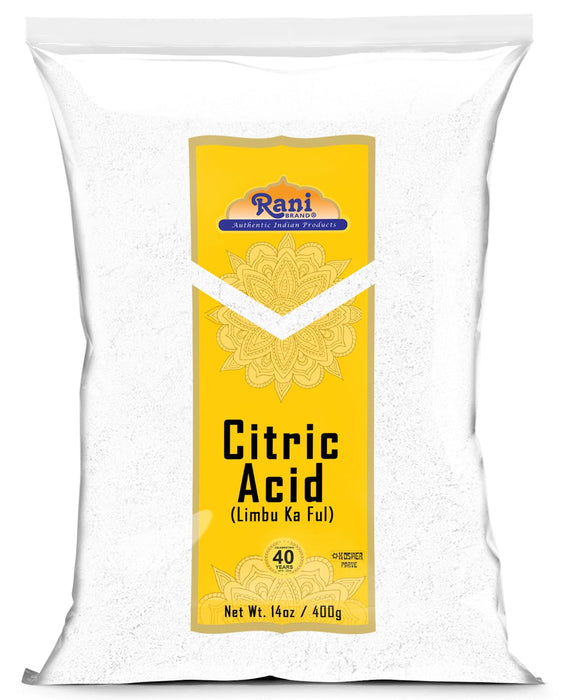 Rani Citric Acid Powder, Food Grade (Limbu Ka Ful) 14oz (400g) ~ Used for Cooking, Bath Bombs, Cleaning | Gluten Friendly | Indian Origin100g) ~ Used for Cooking, Bath Bombs, Cleaning | Gluten Friendly | Indian Origin