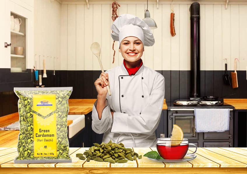 Rani Green Cardamom Pods Spice (Hari Elachi) 14oz (400g) ~ All Natural | Vegan | Gluten Friendly | NON-GMO | Kosher | Product of India