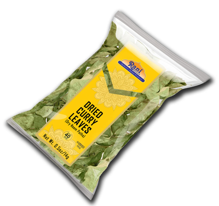 Rani Dried Curry Whole Leaves (Kari Neem Patha) 0.5oz (14g) All Natural | Vegan | Gluten Friendly | NON-GMO | Kosher | Product of USA