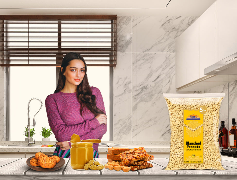 Rani Peanuts Skinless (Blanched, Uncooked) 80oz (5lbs) 2.27kg Bulk ~ All Natural | Vegan | Gluten Friendly | Kosher | Fresh Product of USA ~ Spanish Grade Groundnuts
