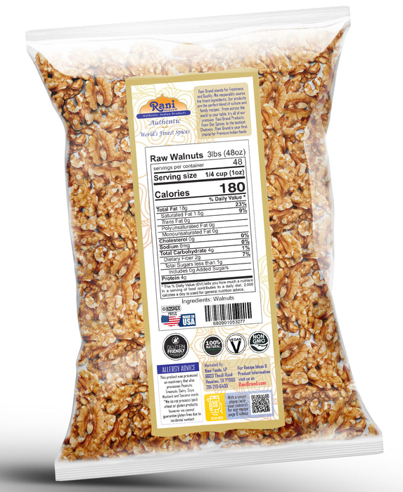 Rani Raw Walnuts, Halves and Pieces 48oz (3lbs) 1.36kg ~ All Natural | Vegan | Kosher | Gluten Friendly | Fresh Product of USA