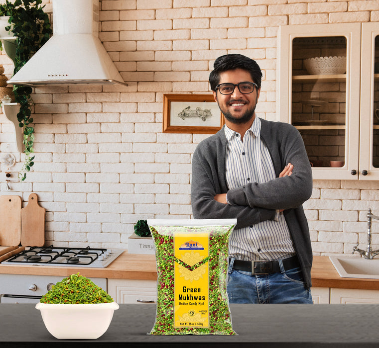 Rani Green Mukhwas (Special Digestive Treat) 14oz (400g) ~ Vegan | Kosher | Indian Candy Mouth Freshener