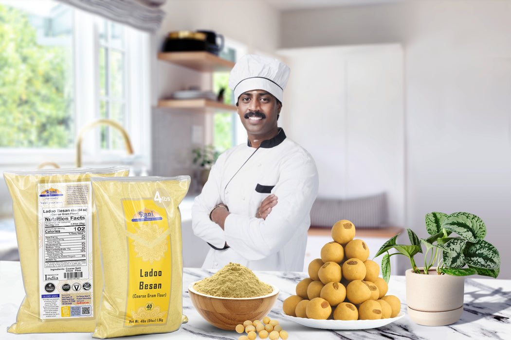 Rani Ladoo Besan (Coarse Gram Flour) 64oz (4lbs) 1.81kg Bulk ~ All Natural | Vegan | Gluten Friendly | NON-GMO | Kosher | Indian Origin