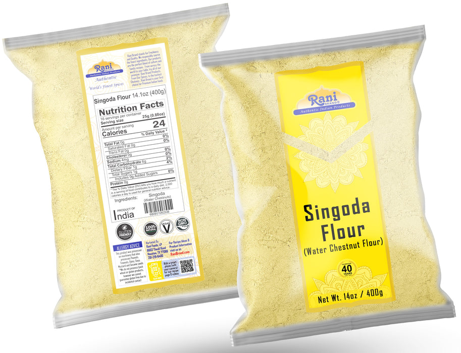 Rani Singoda Flour (Chetsnut Flour) 14oz (400g) ~ All Natural | Vegan | Gluten Friendly | NON-GMO | Kosher | Indian Origin