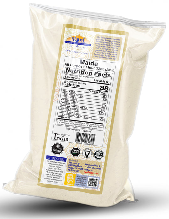 Rani Maida Flour (Indian All Purpose Flour) 32oz (2lbs) 908g Bulk ~ All Natural | Vegan | Kosher | Indian Origin