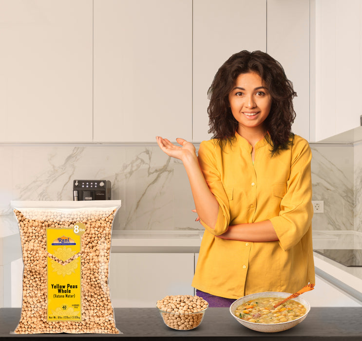 Rani Yellow Peas Whole, Dried (Vatana, Matar) 128oz (8lbs) 3.63kg Bulk ~ All Natural | Vegan | Kosher | Gluten Friendly | Product of USA