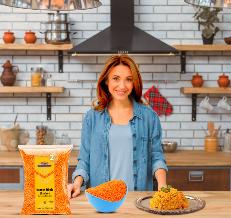 Rani Masoor Gota (Football) Indian Red Lentils Skinless 32oz (2lbs) 908g ~ All Natural | Gluten Friendly | NON-GMO | Kosher | Vegan | Product of USA