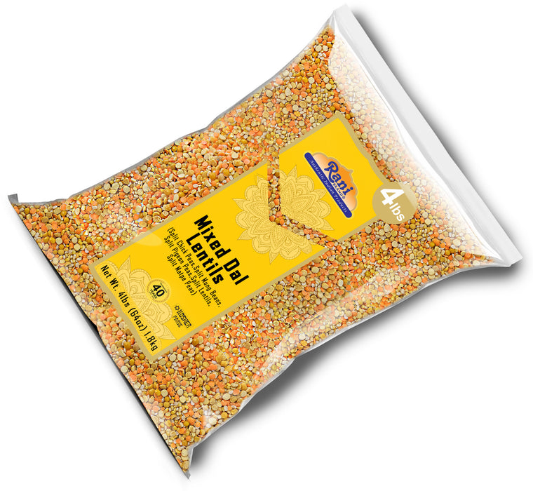 Rani Mixed Dal (Chana Dal, Moong Dal, Toor Dal, Masoor Dal, Urad Dal) 64oz (4lbs) 1.81kg Bulk ~ All Natural | Gluten Friendly | NON-GMO | Kosher | Vegan | Indian Origin