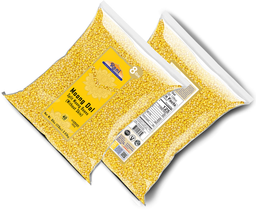 Rani Moong Dal (Split Mung Beans Without Skin) Lentils Indian 128oz (8lbs) 3.63kg x Pack of 5 (Total 40lbs) Bulk ~ All Natural | Gluten Friendly | Non-GMO | Kosher | Vegan | Indian Origin