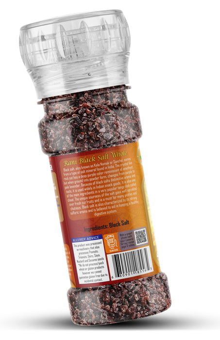 Rani Black Salt Raw Whole (Kala Namak) Mineral 7oz (200g) Grinder Bottle ~ Unrefined, Pure and Natural | Vegan | Gluten Friendly | NON-GMO | Kosher | Indian Origin | Perfect for Tofu Scramble