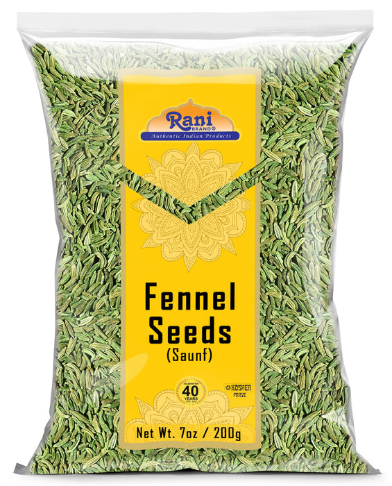Rani Fennel Seeds (Saunf Sabut) Whole Spice 7oz (200g) All Natural ~ Gluten Friendly | NON-GMO | Kosher | Vegan | Indian Origin