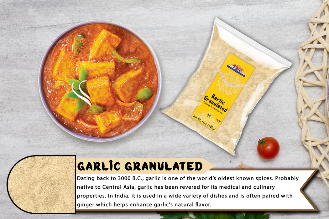 Rani Granulated Garlic (Coarse Ground Garlic) 14oz (400g) ~ All Natural | Gluten Friendly | Vegan | NON-GMO | Kosher | No Salt or fillers | Product of USA