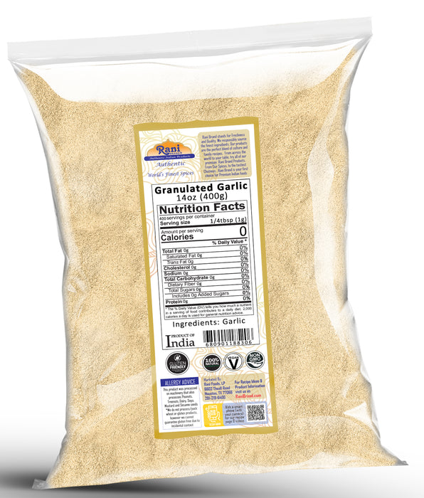 Rani Granulated Garlic (Coarse Ground Garlic) 14oz (400g) ~ All Natural | Gluten Friendly | Vegan | NON-GMO | Kosher | No Salt or fillers | Product of USA
