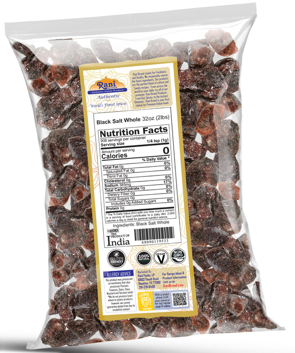 Rani Black Salt Raw Whole (Kala Namak) Mineral 32oz (2lbs) 908g ~ Unrefined, Pure and Natural | Vegan | Gluten Friendly | NON-GMO | Kosher | Indian Origin | Perfect for Tofu Scramble