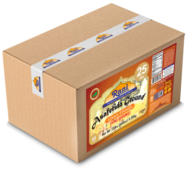 Rani Asafetida (Hing) Ground 400oz (25lbs) 11.36kg Gluten Friendly, Bulk Box ~ All Natural | Salt Free | Vegan | Non-GMO | Kosher | Asafoetida Indian Spice | Best for Onion Garlic Substitute