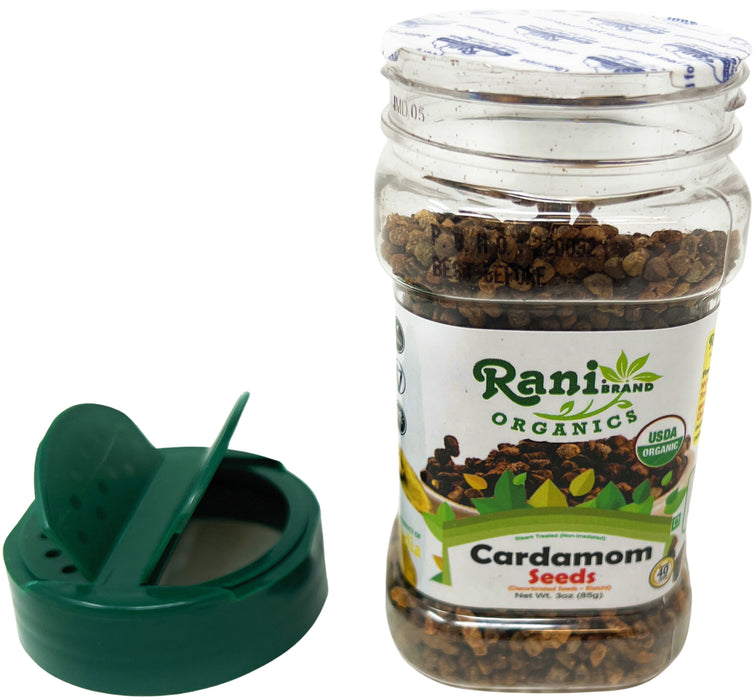 Rani Organic Cardamom (Elachi) Decorticated Seeds (from Green Cardamom) Indian Spice 3oz (85g) PET Jar ~ All Natural | Vegan | Gluten Friendly | NON-GMO | Indian Origin | USDA Certified Organic