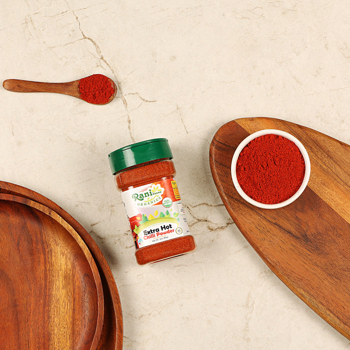 Rani Organic Extra Hot Chilli Powder (Hot Mirchi Ground) 3oz (85g) PET Jar ~ All Natural | Vegan | Gluten Friendly | NON-GMO | Indian Origin | USDA Certified Organic