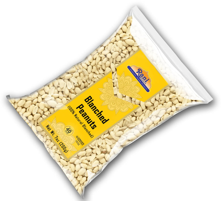 Rani Peanuts Skinless (Blanched, Uncooked) 7oz (200g) ~ All Natural | Vegan | Gluten Friendly | Kosher | Fresh Product of USA ~ Spanish Grade Groundnuts