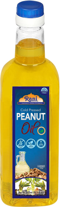 Rani Peanut Oil 16.9 Ounce (500ml) Cold Pressed | 100% Natural | NON-GMO | Kosher | Vegan | Gluten Free