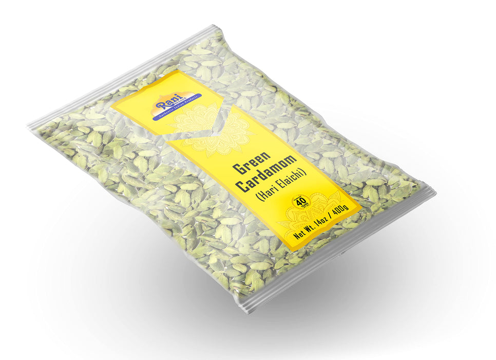 Rani Green Cardamom Pods Spice (Hari Elachi) 14oz (400g) ~ All Natural | Vegan | Gluten Friendly | NON-GMO | Kosher | Product of India