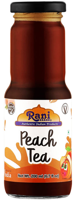 Rani Peach Tea 6.7 fl oz (200 ml) Glass Bottle, Pack of 6 ~ Indian Fruit Beverage | Vegan | Gluten Free | NON-GMO | Indian Origin