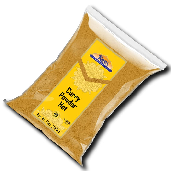Rani Curry Powder Hot (11-Spice Authentic Indian Blend) 14oz (400g) ~ All Natural | Salt-Free | Vegan | No Colors | Gluten Friendly | NON-GMO | Kosher | Indian Origin