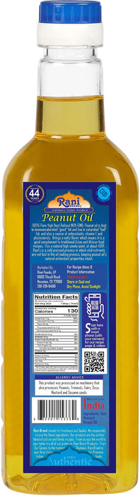 Rani Peanut Oil 16.9 Ounce (500ml) Cold Pressed | 100% Natural | NON-GMO | Kosher | Vegan | Gluten Free