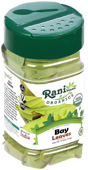 Rani Organic Bay Leaves (Tej Patta) Whole Spice Hand Selected Extra Large 0.4oz (12g) PET Jar ~ All Natural | Gluten Friendly | NON-GMO | Vegan | Indian Origin | USDA Certified Organic
