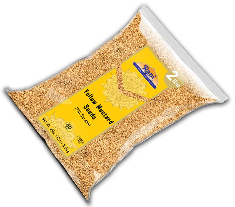 Rani Yellow Mustard Seeds Whole Spice 32oz (2lbs) 908g ~ Ideal for Pickling, Dressing and Making Ground Mustard for Cooking, All Natural | Vegan | Gluten Friendly | NON-GMO | Kosher | Indian Origin