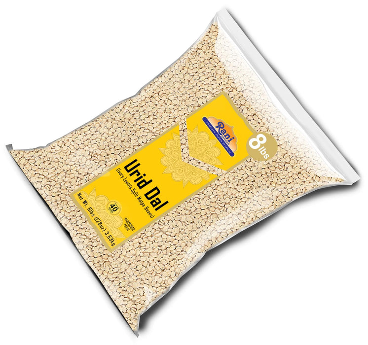 Rani Urid/Urad Dal (Split Matpe Beans Skinless) Indian Lentils 128oz (8lbs) 3.63kg Bulk ~ All Natural | Gluten Friendly | NON-GMO | Kosher | Vegan | Indian Origin