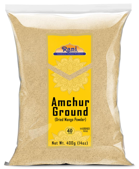 Rani Amchur (Mango) Ground Powder Spice 14oz (400g) ~ All Natural, Indian Origin | No Color | Gluten Friendly | Vegan | NON-GMO | Kosher | No Salt or fillers