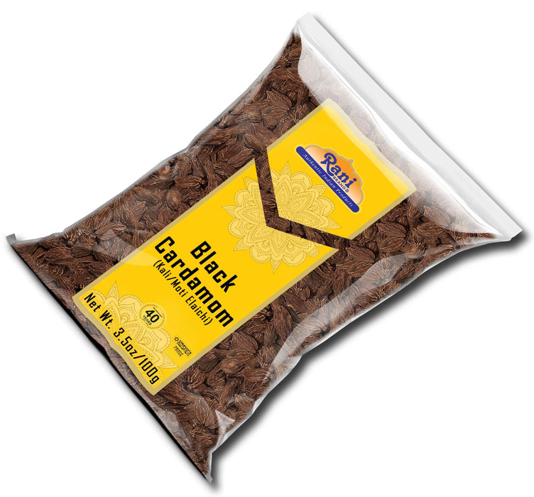 Rani Black Cardamom Pods (Kali Elachi) Whole Indian Spice 3.5oz (100g) ~ All Natural | Vegan | Gluten Friendly | NON-GMO | Kosher | Indian Origin | Smokey, Tsaoko, Cao Guo, Bach Dan Khau, Badi