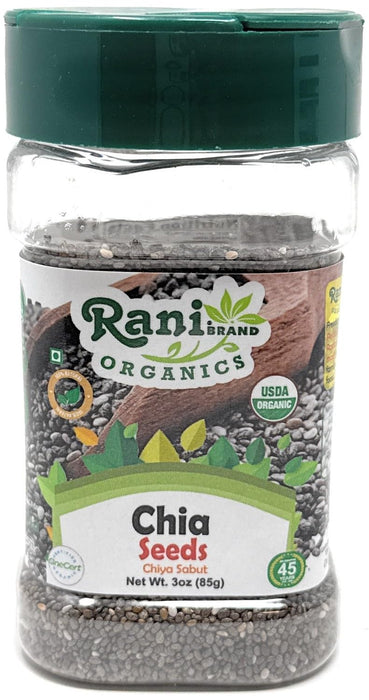 Rani Organic Chia Seeds 3oz (85g) PET Jar ~ All Natural | Vegan | Gluten Friendly | Non-GMO | Kosher | Indian Origin | USDA Certified Organic