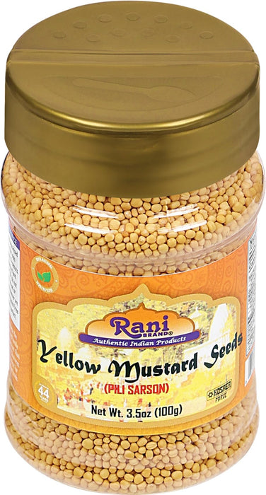 Rani Yellow Mustard Seeds Whole Spice 3.5oz (100g) Jar ~ Ideal for Pickling, Dressing and Making Ground Mustard for Cooking, All Natural | Vegan | Gluten Friendly | NON-GMO | Kosher | Indian Origin