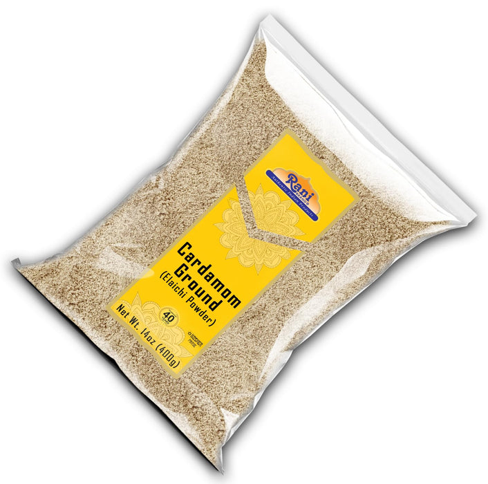 Rani Cardamom (Elachi) Ground, Powder Indian Spice 14oz (400g) ~ All Natural | No Color Added | Gluten Friendly | Vegan | NON-GMO | Kosher | No Salt or Fillers