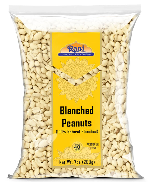 Rani Peanuts Skinless (Blanched, Uncooked) 7oz (200g) ~ All Natural | Vegan | Gluten Friendly | Kosher | Fresh Product of USA ~ Spanish Grade Groundnuts