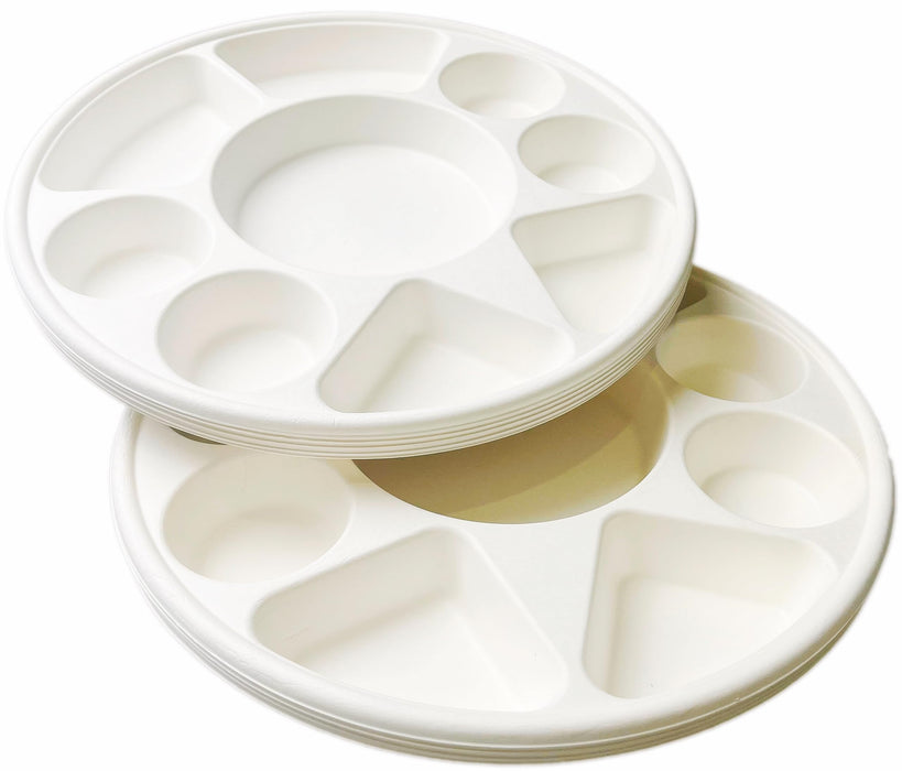Rani Round Biodegradable Divided Plates, Pack of 200, 9 Compartments ~ Disposable & Eco-Friendly | 12.44" Diameter, 1.38" Thickness | Heavy-Duty and Sturdy Disposable Bagasse Plates | Premium Quality