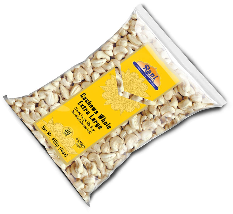 Rani Raw Cashews Whole W180 Extra Large (uncooked, unsalted) 14oz (400g) ~ All Natural, No Preservatives | Vegan | NON-GMO | Kosher | Gluten Friendly