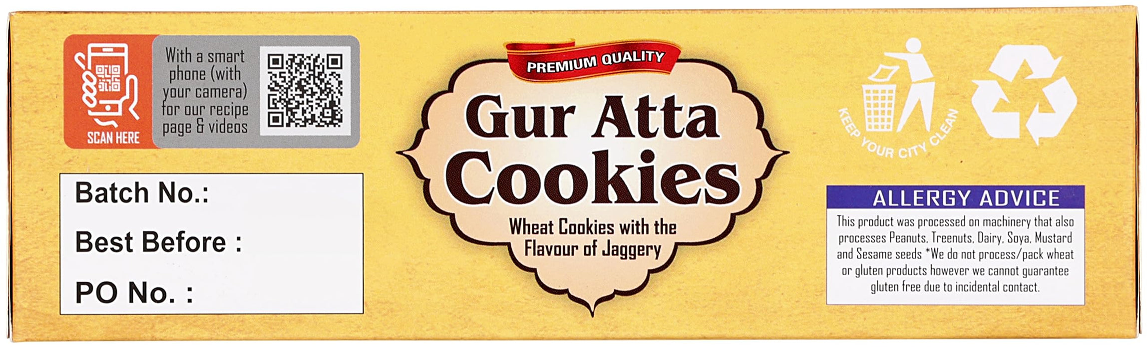 Rani Gur Atta Cookies (Wheat Cookies with the Flavor of Jaggery) 14oz (400g) Pack of 3+1 FREE, Premium Quality Indian Cookies ~ All Natural | Vegan | Non-GMO | Indian Origin