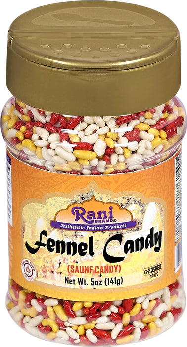 Rani Sugar Coated Fennel Candy 5oz (141g) PET Jar ~ Indian After Meal Digestive Treat | Vegan | Gluten Friendly | NON-GMO | Kosher | Indian Origin