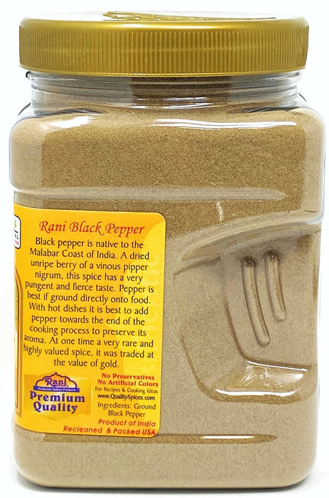 Rani Black Pepper Fine Powder 80 Mesh, 16oz (1lb) 454g PET Jar ~ Gluten Friendly | Non-GMO | All Natural