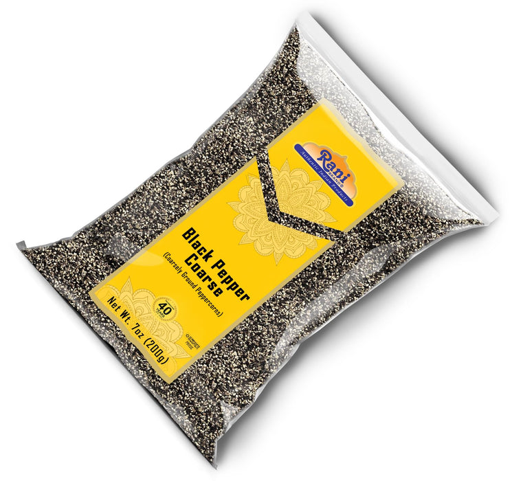 Rani Black Pepper Coarse Ground 28 Mesh (Table Grind), 7oz (200g) ~ Gluten Friendly | Non-GMO | Kosher | Natural