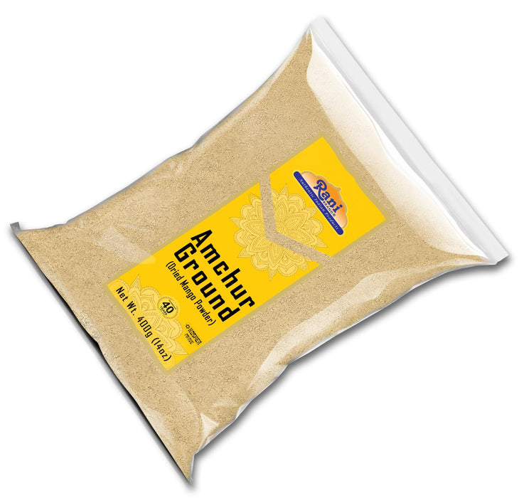 Rani Amchur (Mango) Ground Powder Spice 14oz (400g) ~ All Natural, Indian Origin | No Color | Gluten Friendly | Vegan | NON-GMO | Kosher | No Salt or fillers