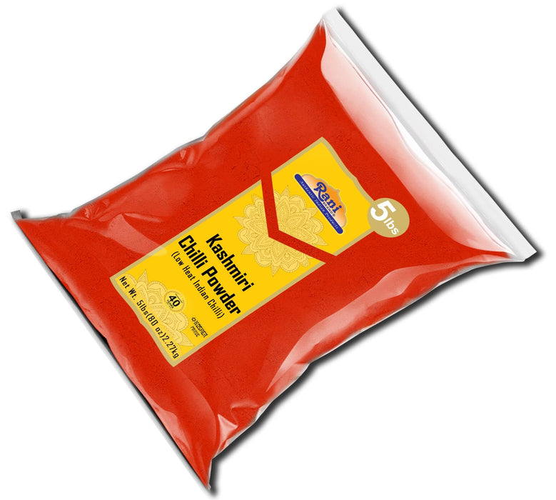 Rani Kashmiri Chilli Powder (Deggi Mirch, Low Heat) Ground Indian Spice 80oz (5lbs) 2.27kg ~ Natural | Salt-Free | Kosher | Vegan | Gluten Friendly | Perfect for Deviled Eggs & Other Low Heat Dishes