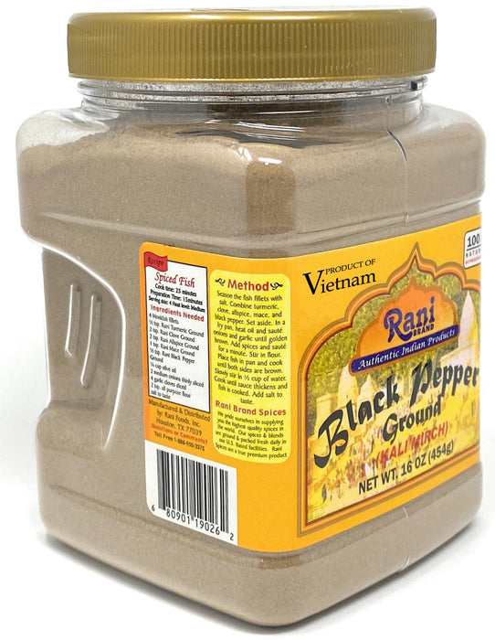 Rani Black Pepper Fine Powder 80 Mesh, 16oz (1lb) 454g PET Jar ~ Gluten Friendly | Non-GMO | All Natural