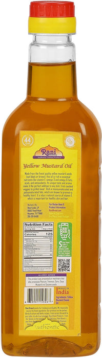 Rani Yellow Mustard Oil (Kachi Ghani) 16.9 Ounce (500ml) NON-GMO | Gluten Free | Kosher | Vegan | 100% Natural