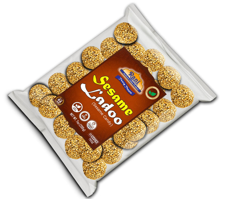 Rani Sesame Ladoo (Round Sesame Brittle Candy) 7oz (200g) x Pack of 20 ~ All Natural | Vegan | No colors | Gluten Friendly | Indian Origin