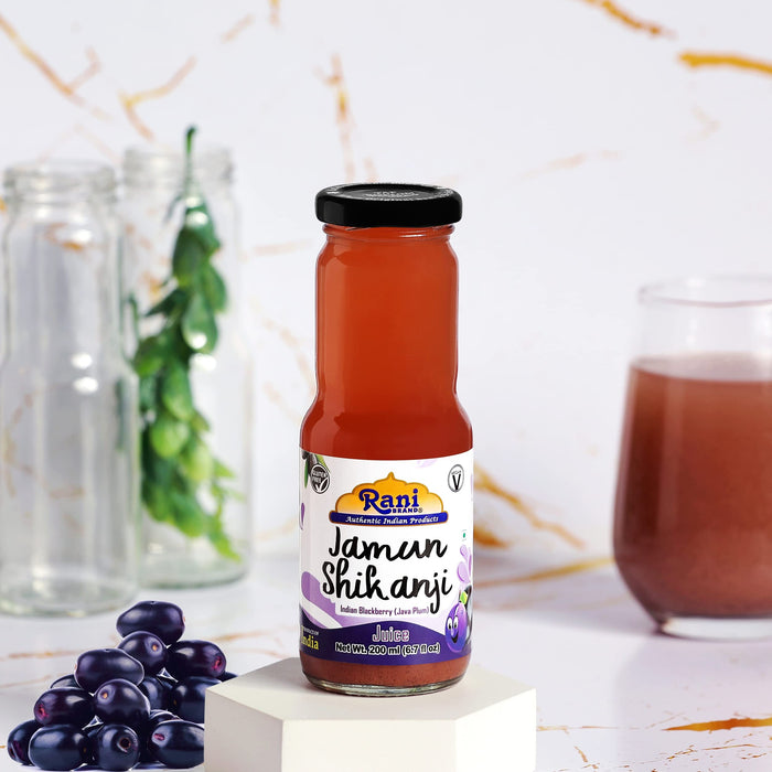 Rani Jamun Shikanji 6.7 fl oz (200 ml) Glass Bottle, Pack of 6 ~ Indian Fruit Beverage | Vegan | Gluten Free | NON-GMO | Indian Origin